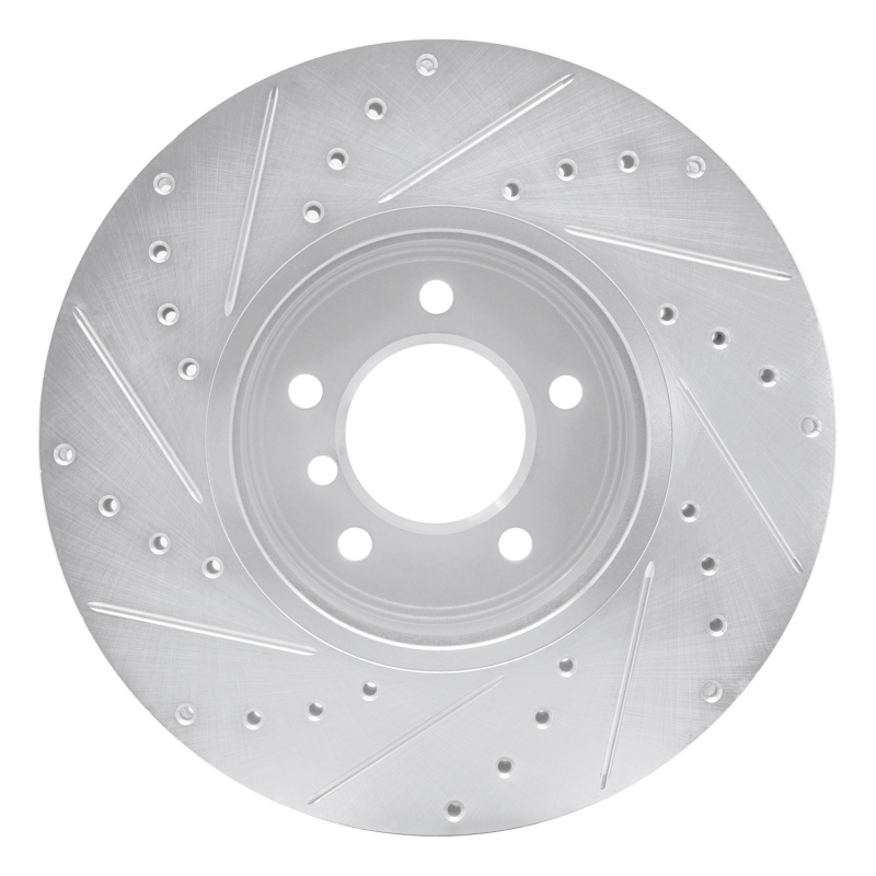 BMW 530I Brake Rotor (1) - Front Right - R1 Concepts - Drilled & Slotted - Silver - `04-`10
